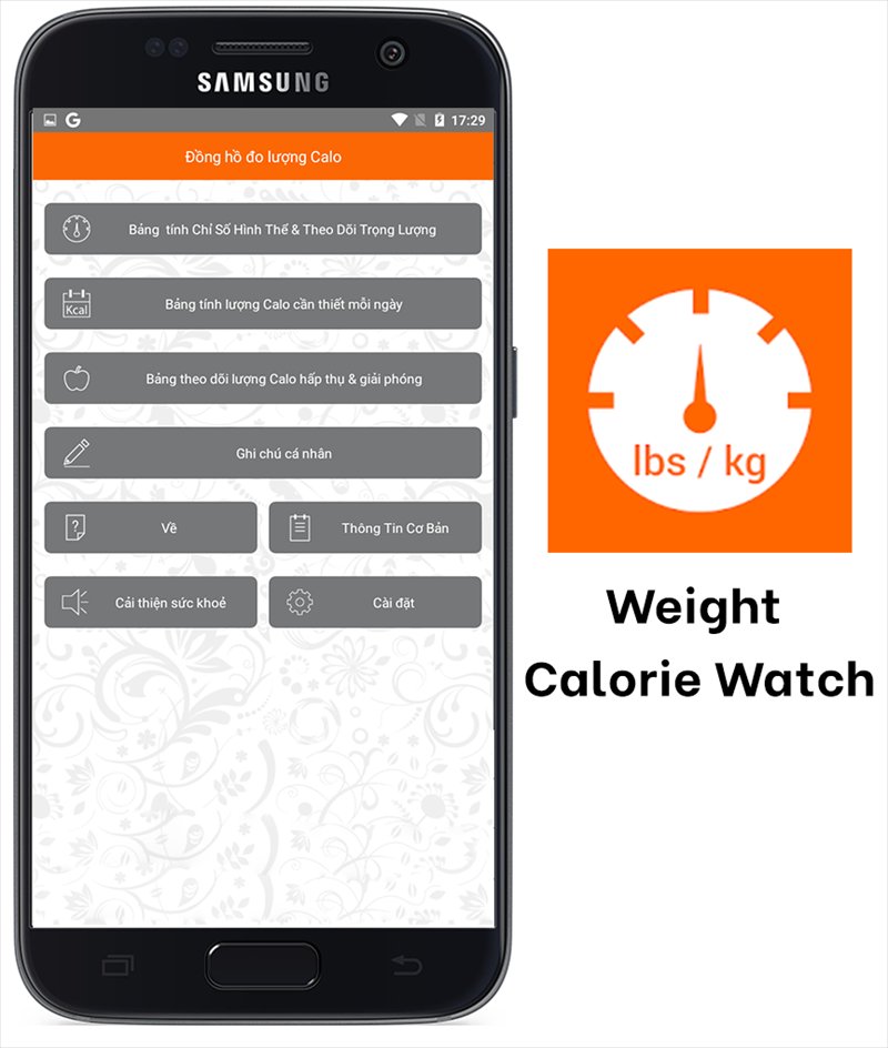App tính lượng calo Weight Calorie Watch 