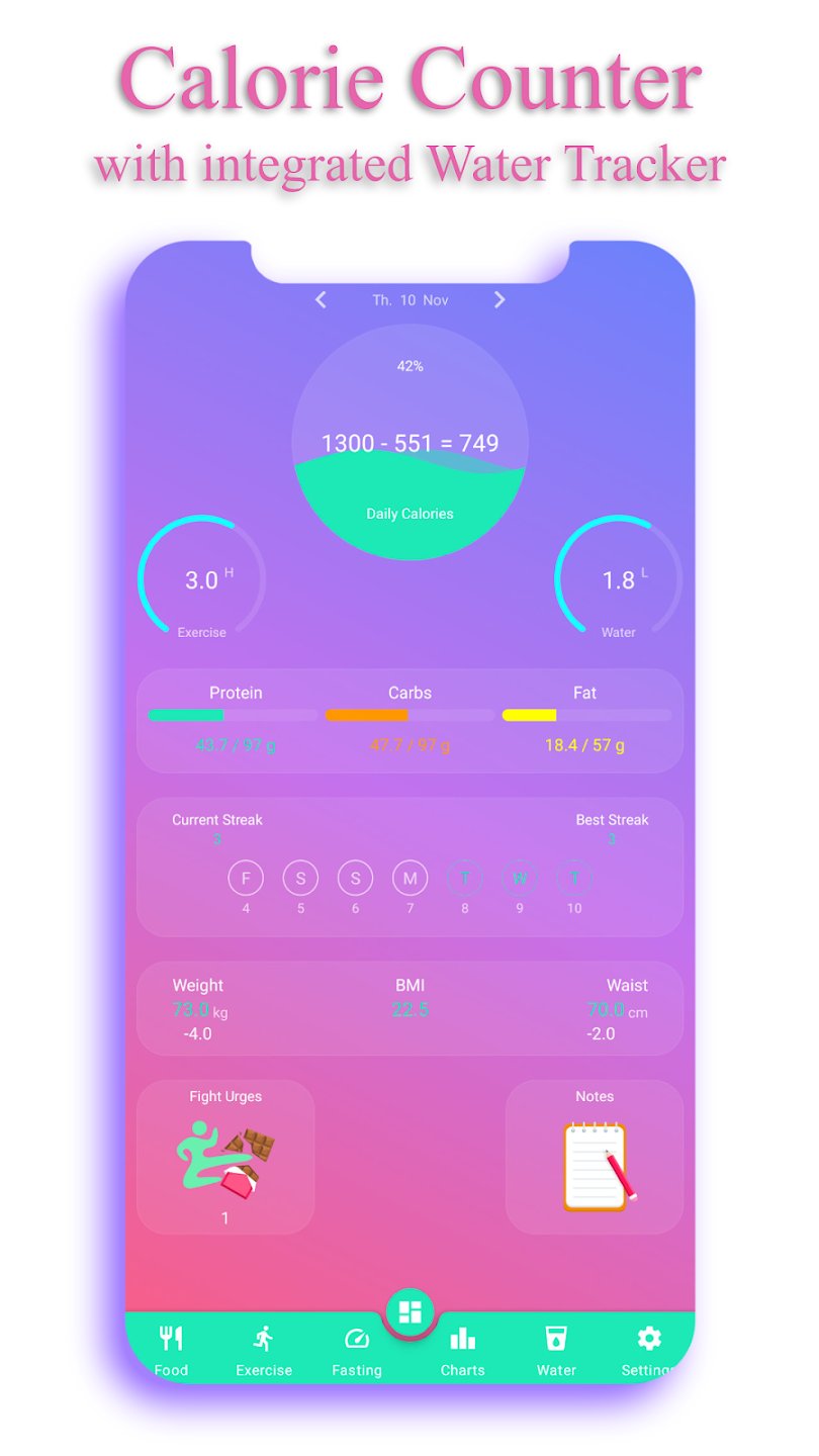 App tính calo EasyFit free