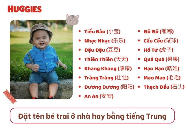 Đặt tên bé trai ở nhà hay bằng tiếng Trung