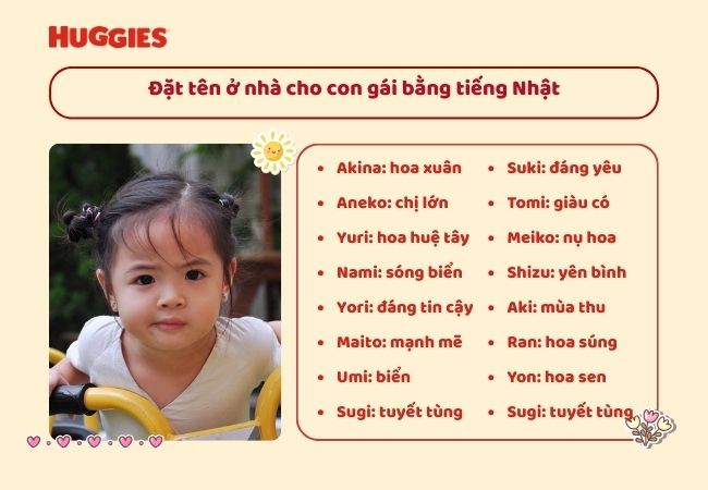 Đặt tên ở nhà cho con gái bằng tiếng Nhật