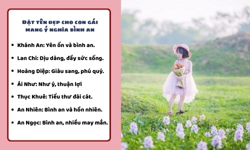 Đặt tên đẹp cho con gái mang ý nghĩa bình an