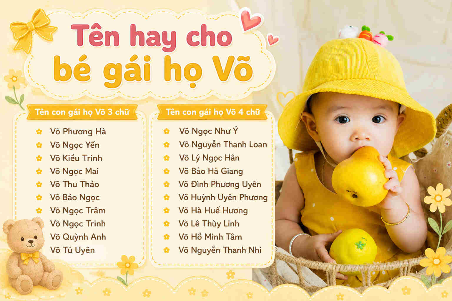 đặt tên cho con gái họ Võ