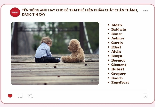 Những tên tiếng Anh hay cho nam thể hiện phẩm chất chân thành