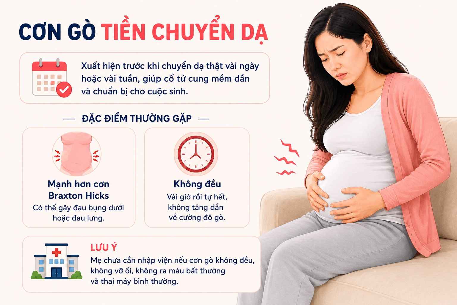 Cơn gò tiền chuyển dạ xảy ra trước chuyển dạ thật